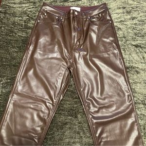 ASOS Design Faux Leather Brown Pants